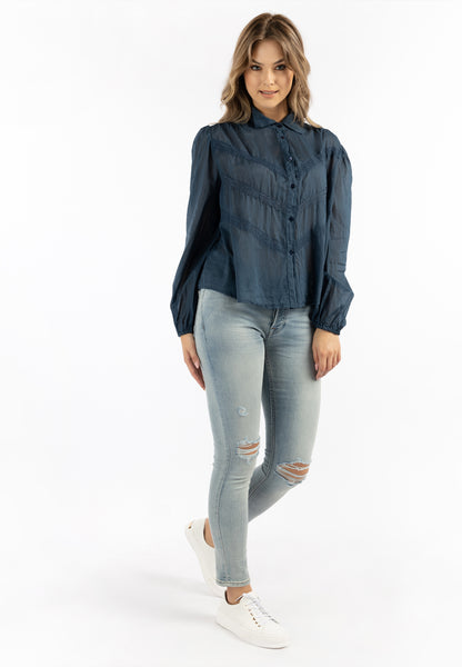 DreiMaster Vintage Women's Baumwollbluse mit Spitze