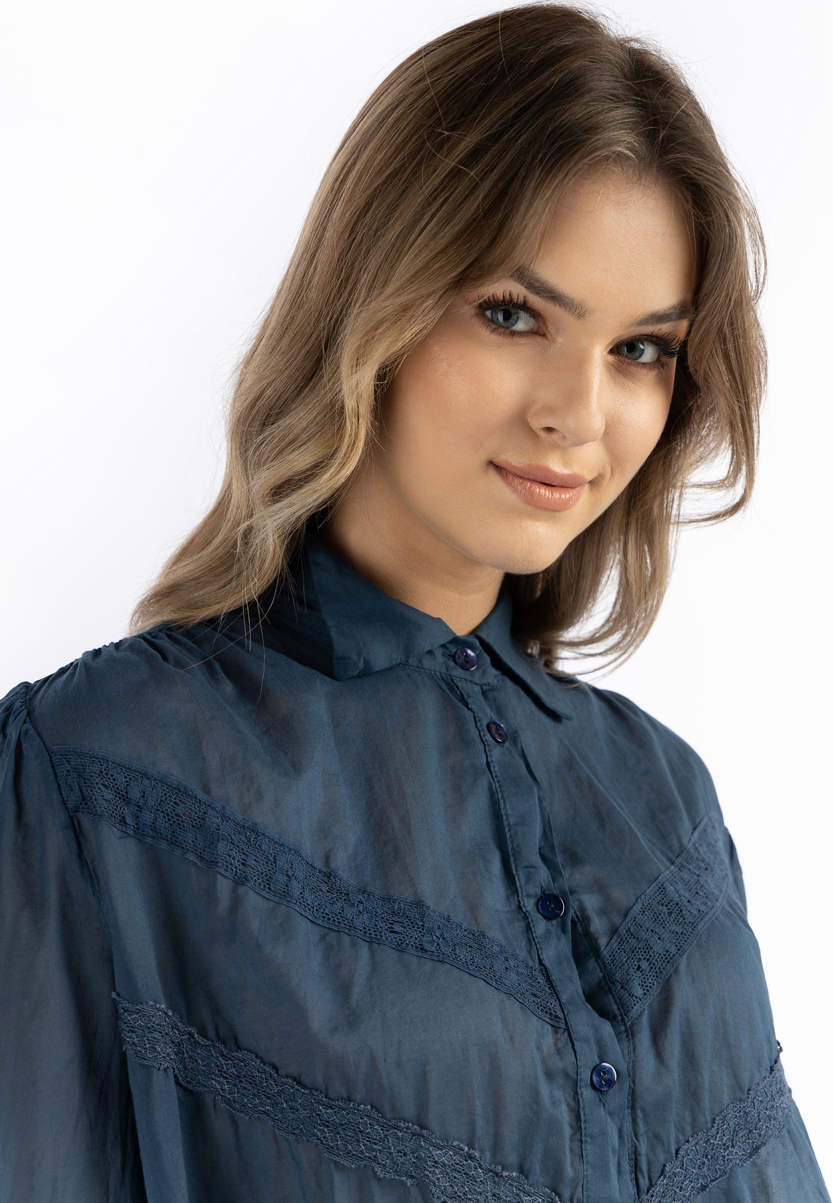 DreiMaster Vintage Women's Baumwollbluse mit Spitze