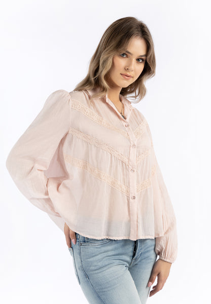 DreiMaster Vintage Women's Baumwollbluse mit Spitze