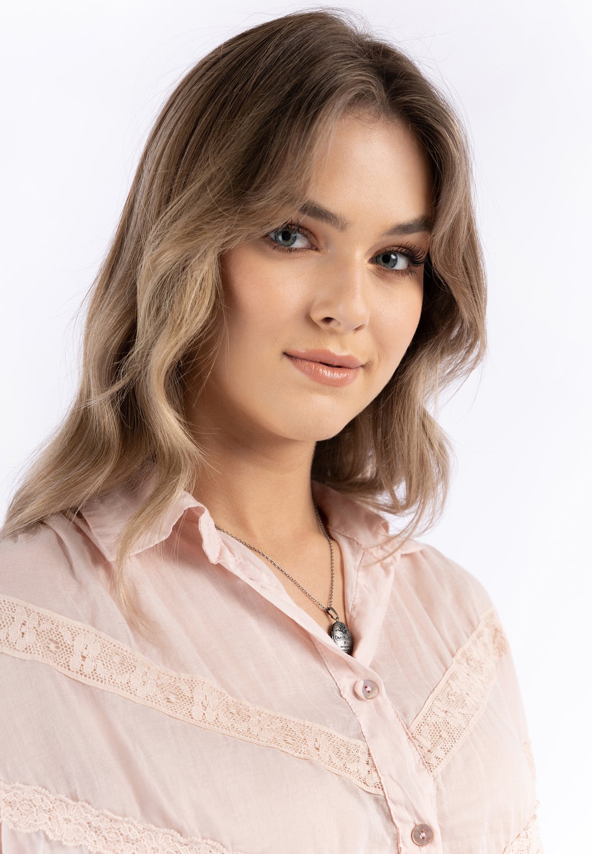 DreiMaster Vintage Women's Baumwollbluse mit Spitze
