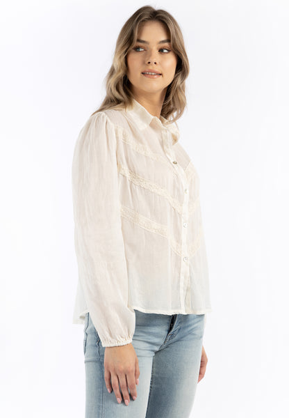 DreiMaster Vintage Women's Baumwollbluse mit Spitze