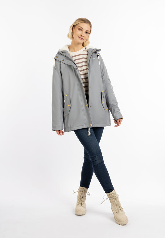 Schmuddelwedda Damen-Regenjacke mit Teddyfutter