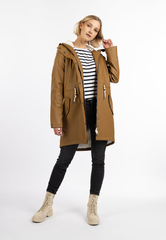 Schmuddelwedda Damen-Regenmantel mit Teddyfutter