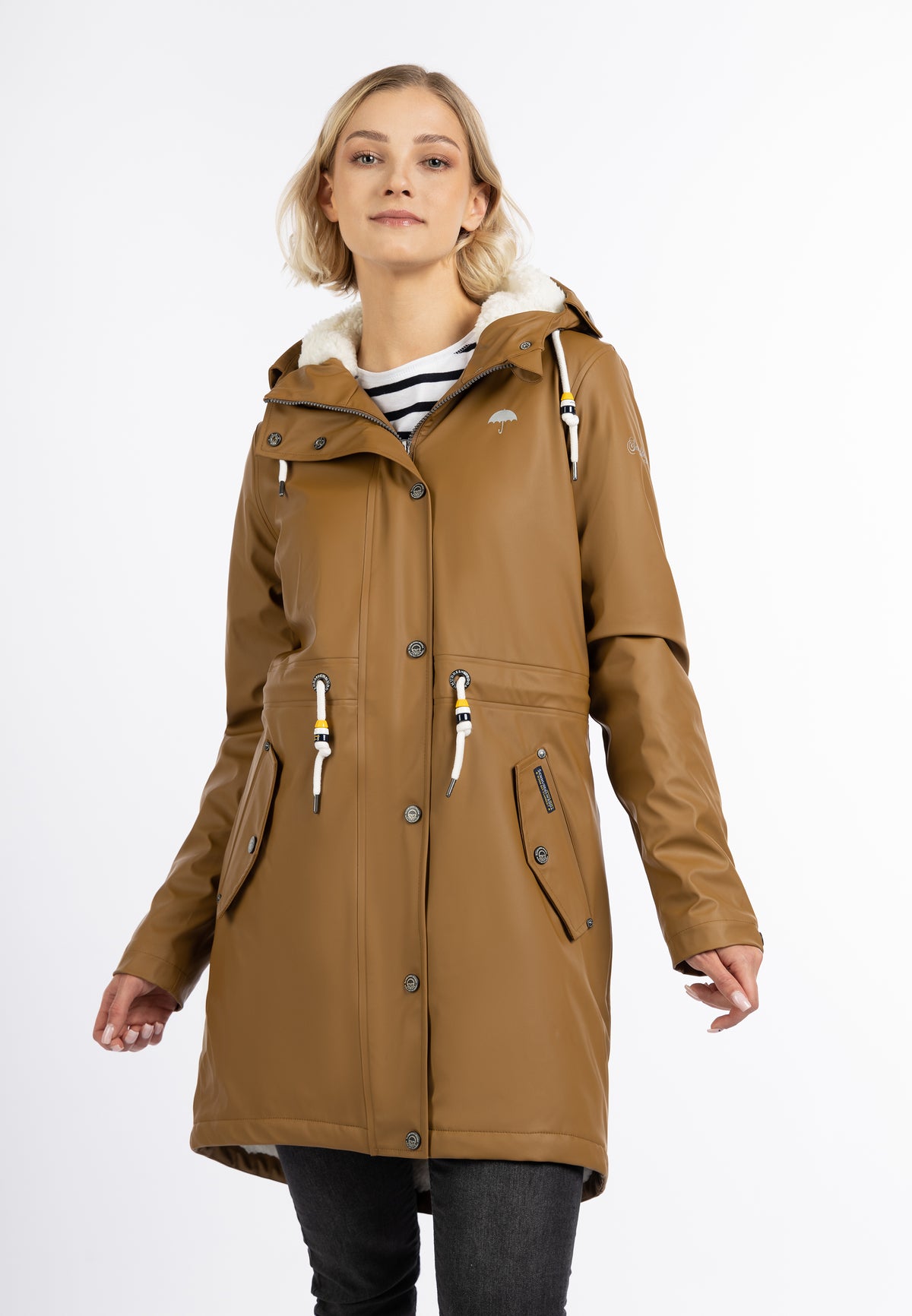 Schmuddelwedda Damen-Regenmantel mit Teddyfutter