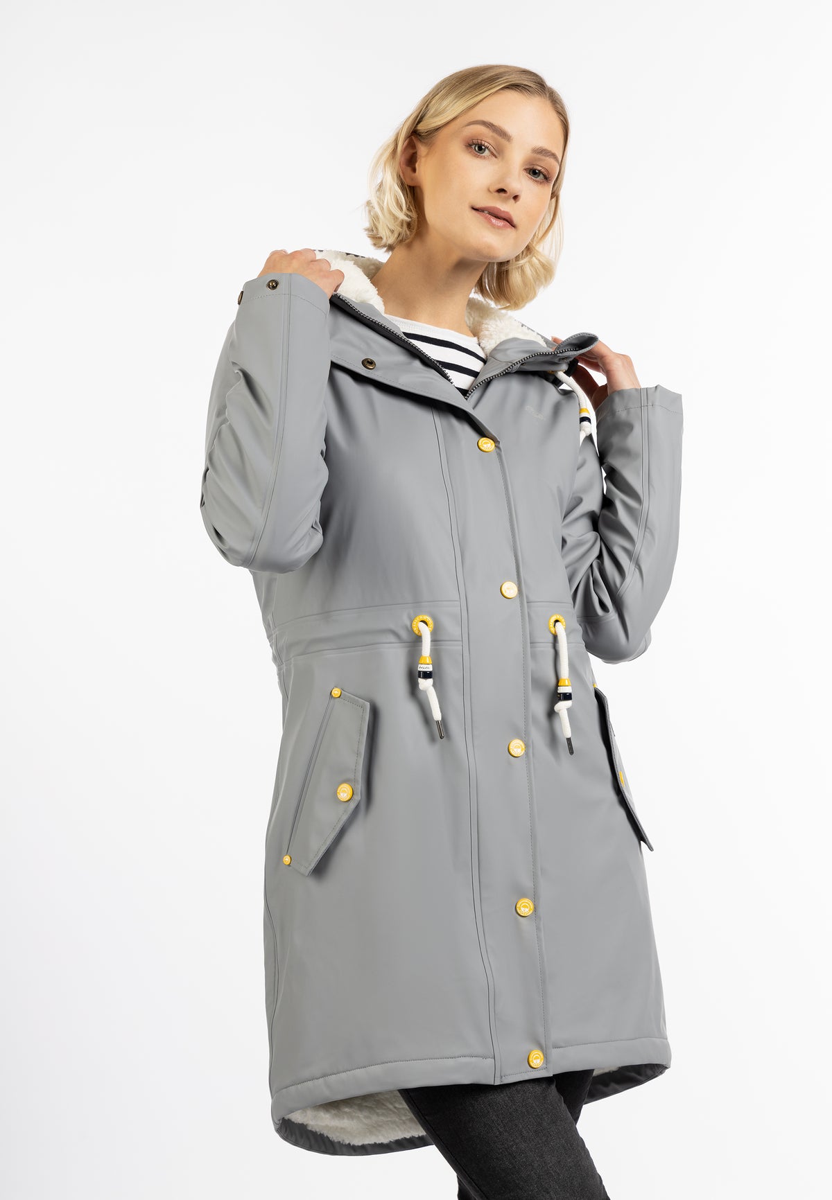 Schmuddelwedda Damen-Regenmantel mit Teddyfutter