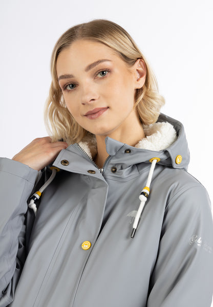 Schmuddelwedda Damen-Regenmantel mit Teddyfutter