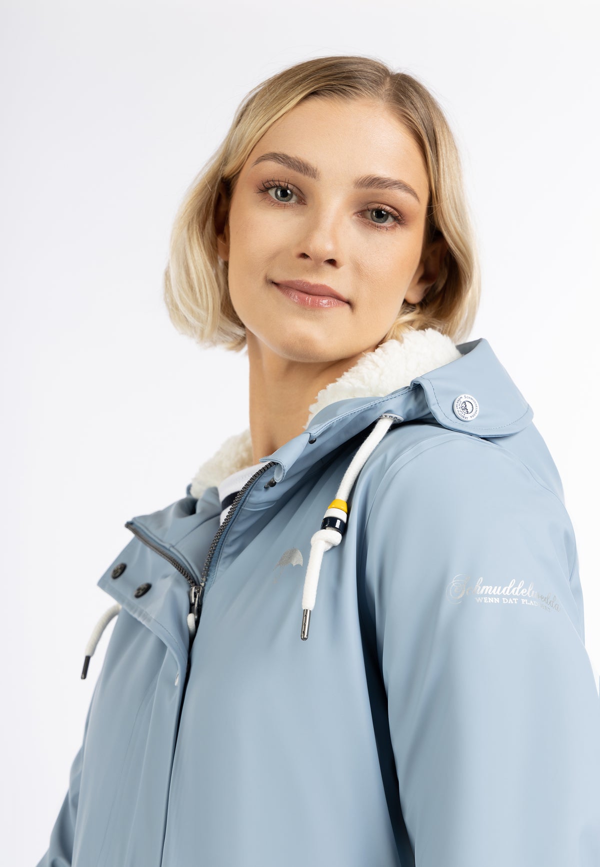 Schmuddelwedda Damen-Regenmantel mit Teddyfutter