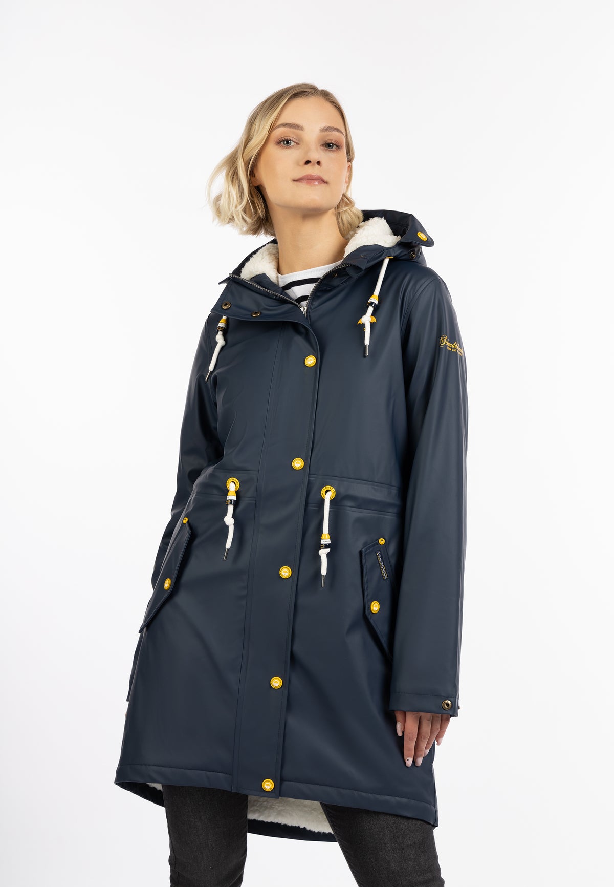 Schmuddelwedda Damen-Regenmantel mit Teddyfutter