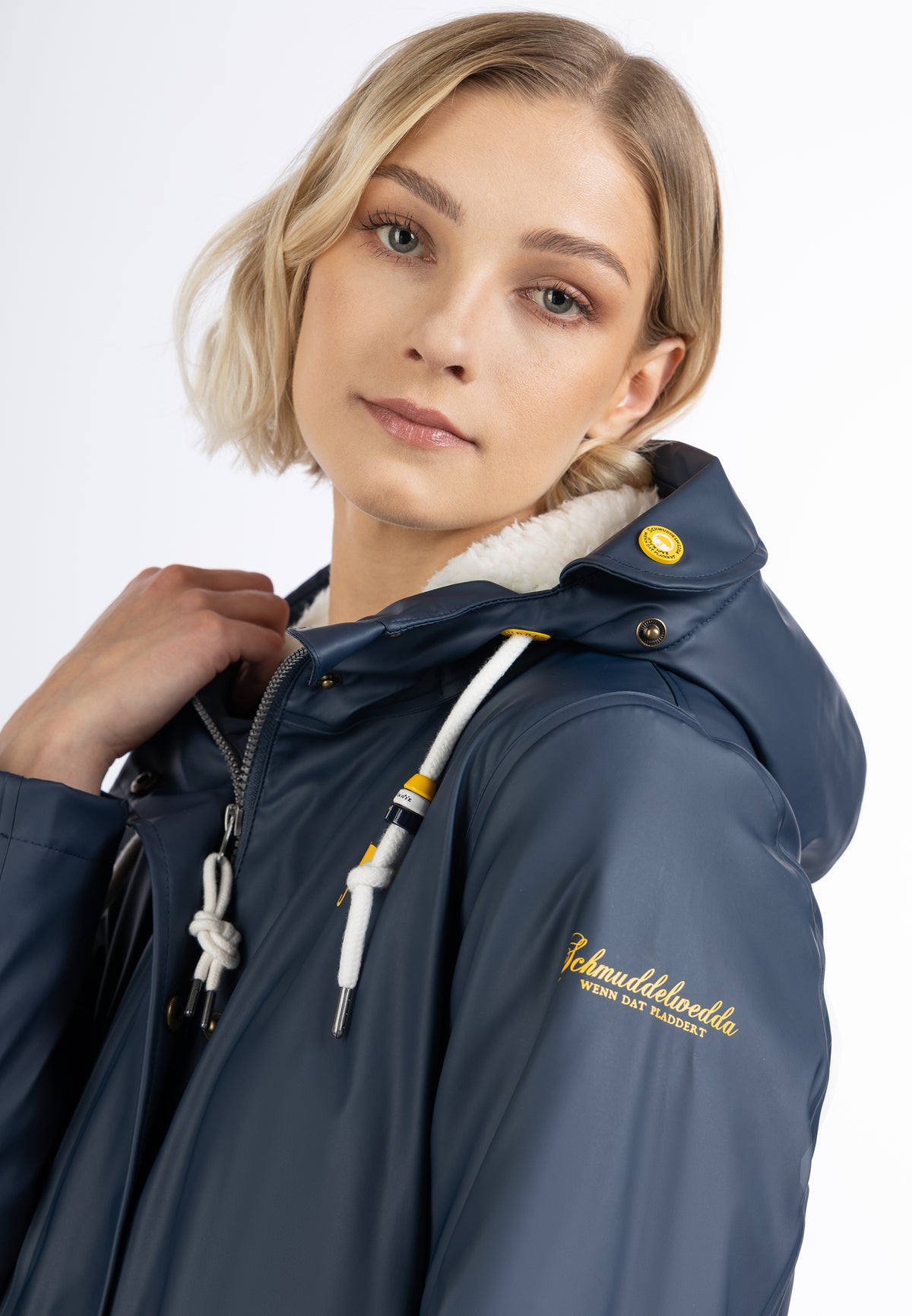 Schmuddelwedda Damen-Regenmantel mit Teddyfutter