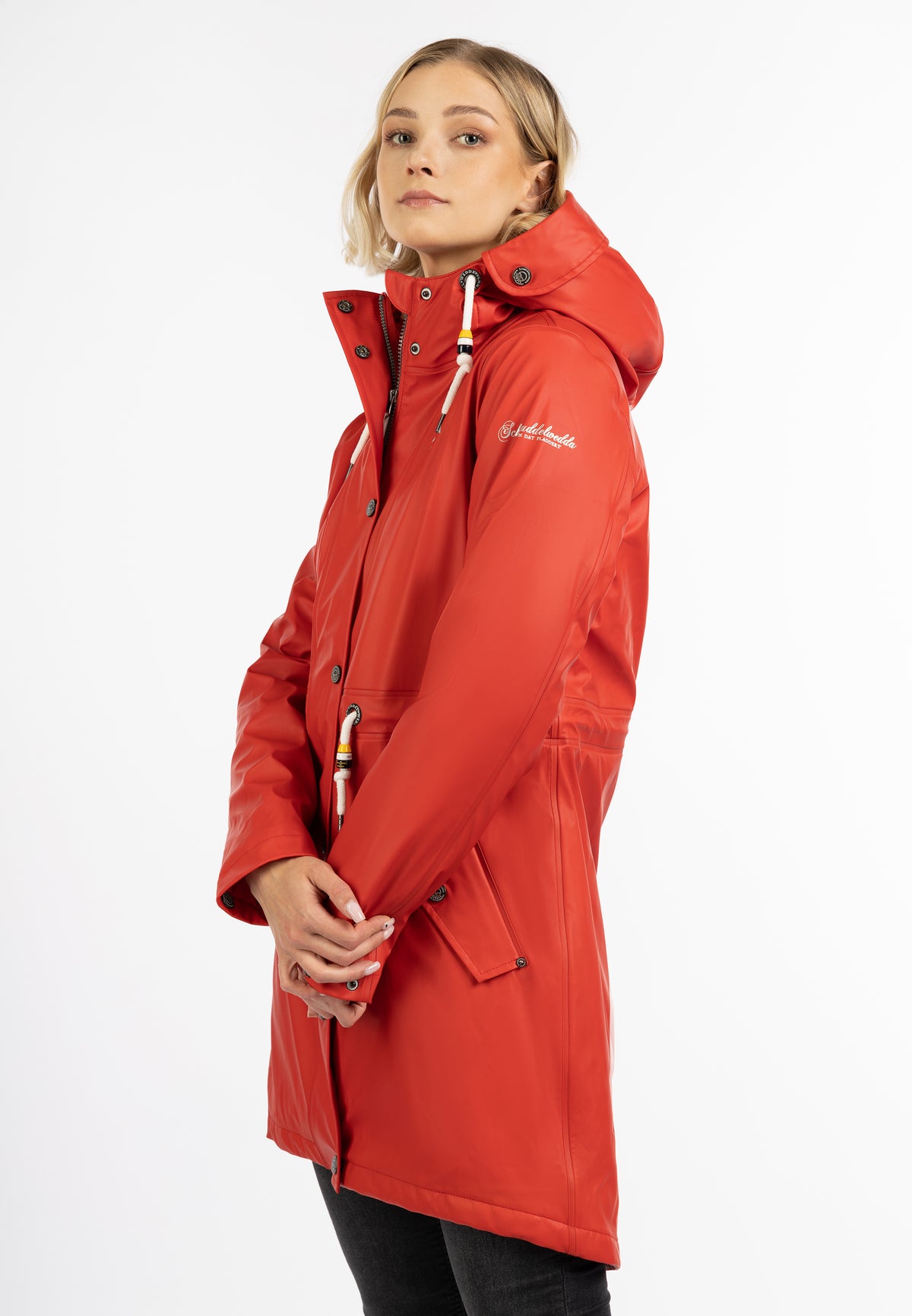Schmuddelwedda Damen-Regenmantel mit Teddyfutter