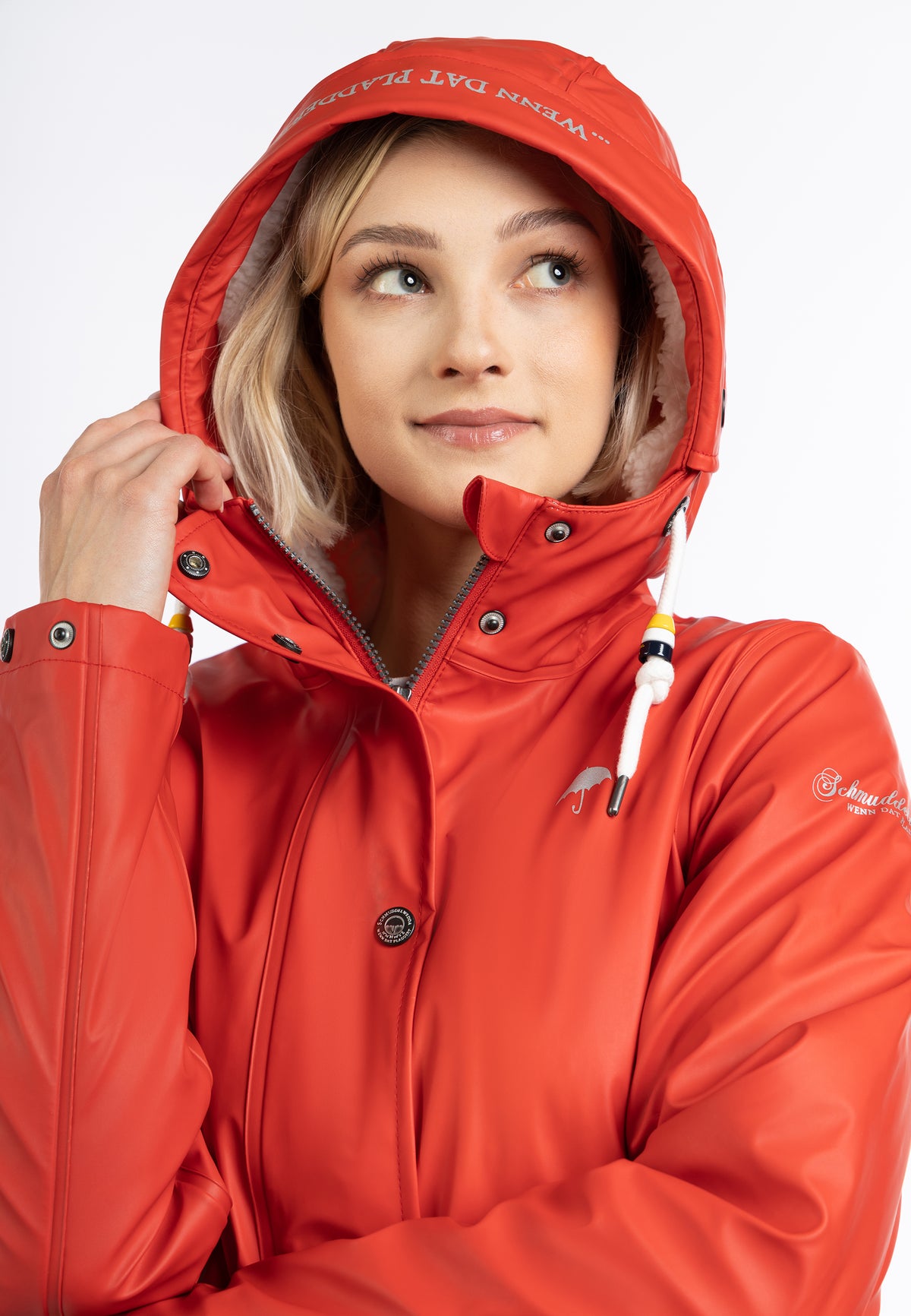 Schmuddelwedda Damen-Regenmantel mit Teddyfutter