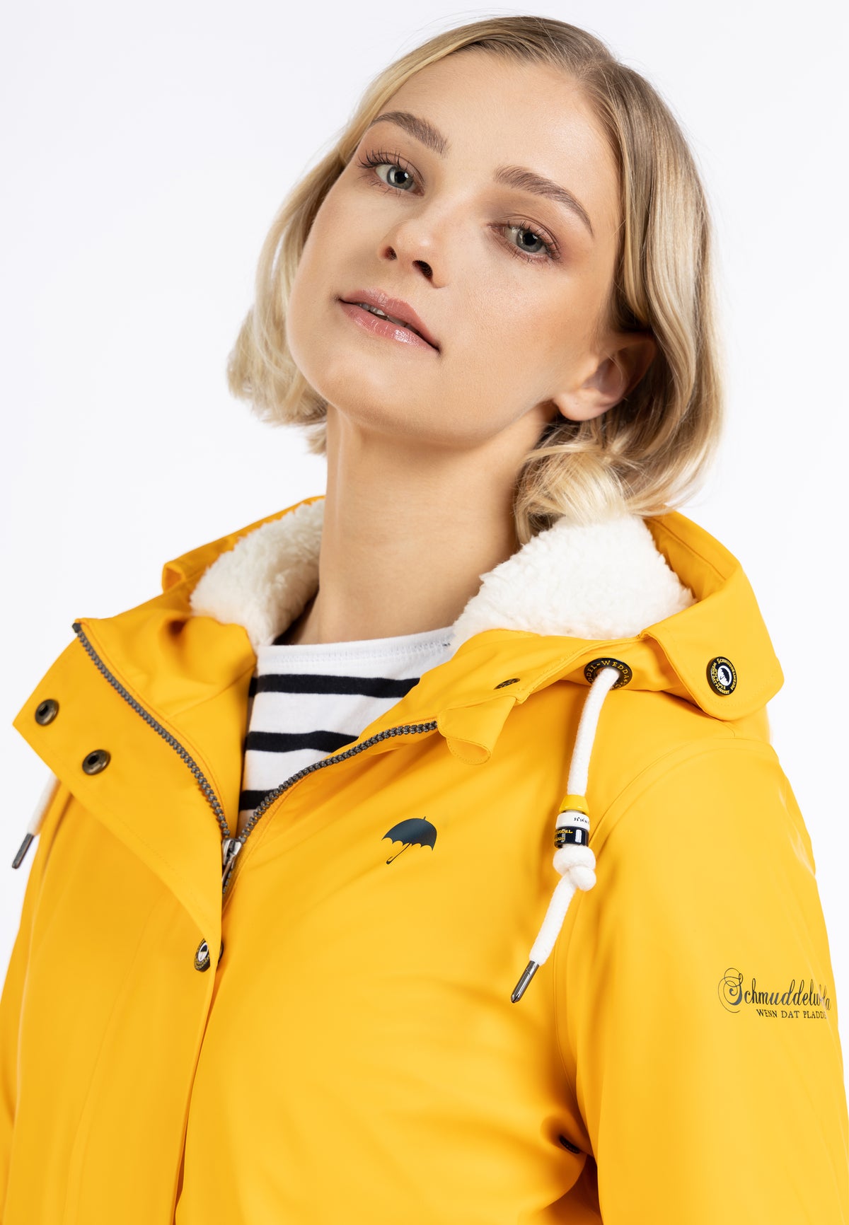 Schmuddelwedda Damen-Regenmantel mit Teddyfutter