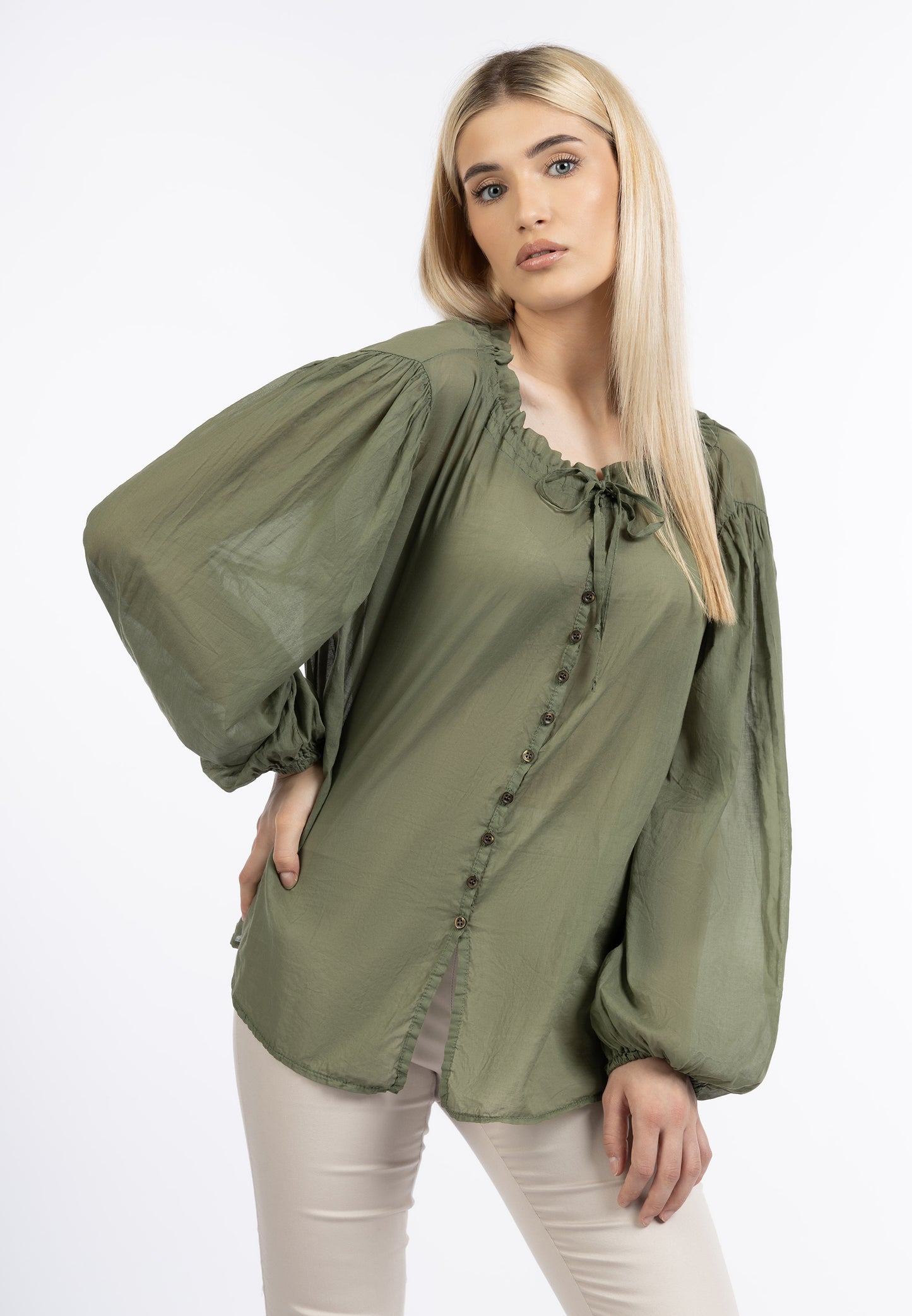 DreiMaster Klassik Damen Baumwollbluse