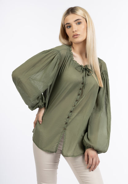 DreiMaster Klassik Damen Baumwollbluse