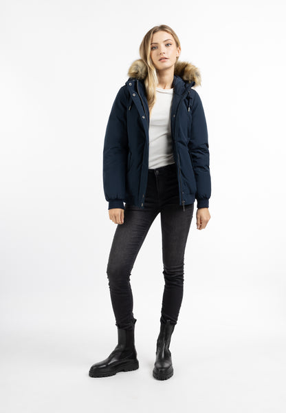 DreiMaster Vintage Damen Winterblouson mit Kunstpelzbesatz
