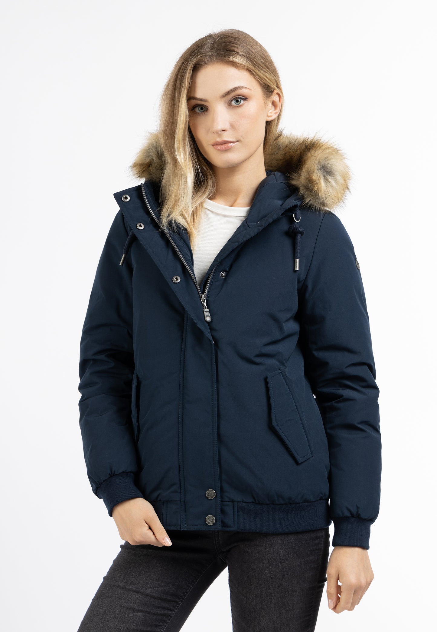 DreiMaster Vintage Damen Winterblouson mit Kunstpelzbesatz