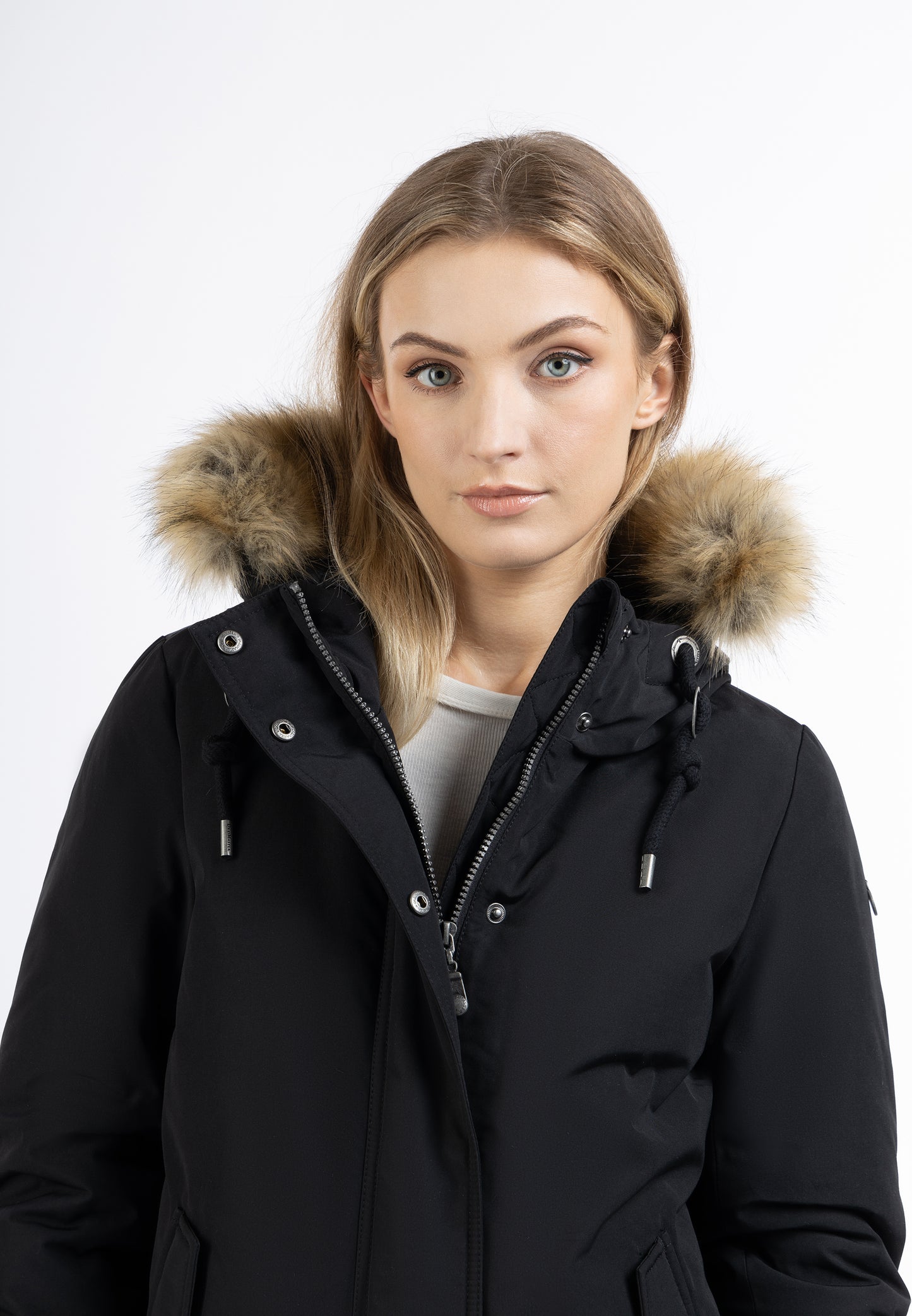 DreiMaster Vintage Damen Winterblouson mit Kunstpelzbesatz
