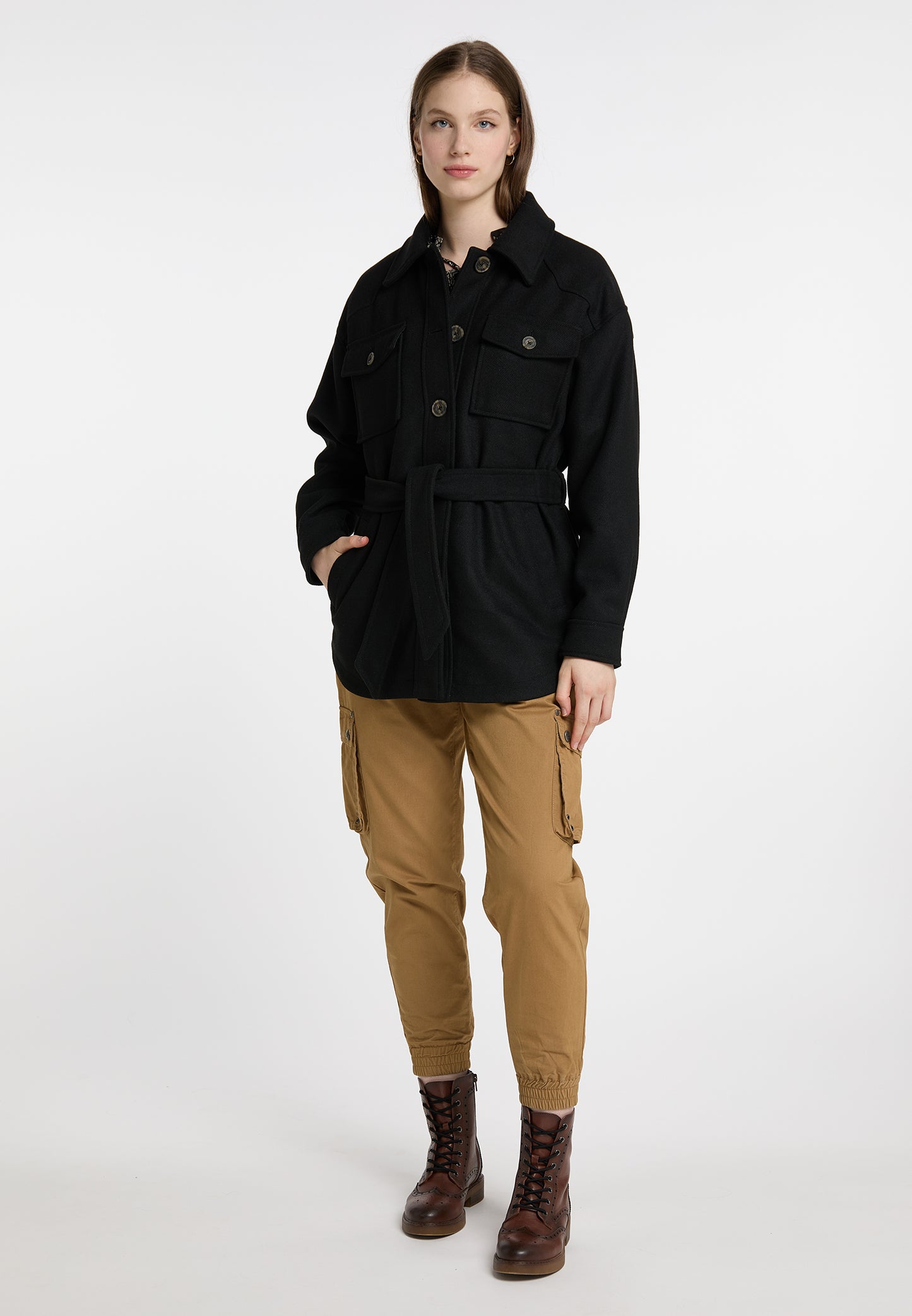 DreiMaster Vintage Damen Übergangsjacke aus einer Wollmischung gefertigt