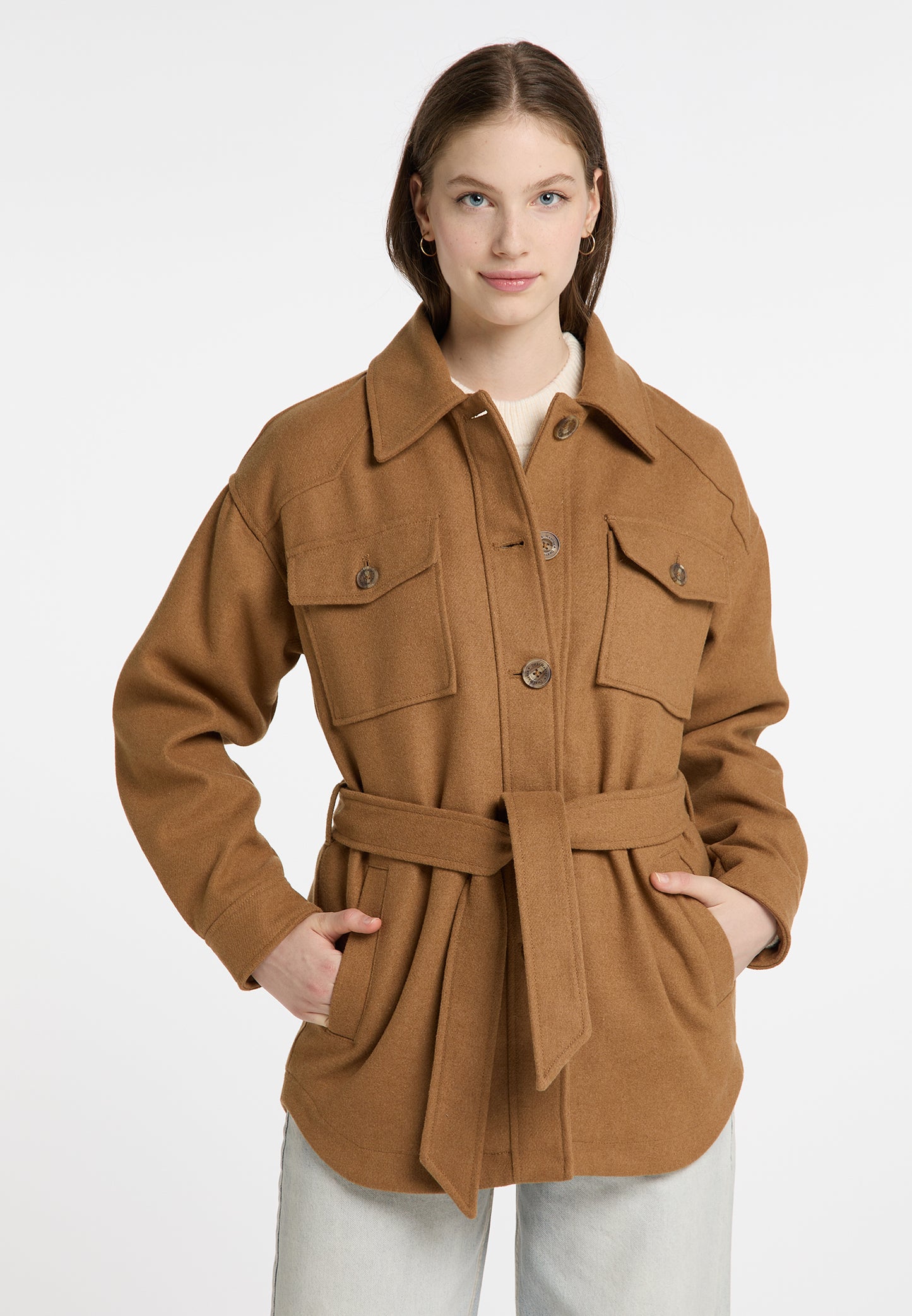 DreiMaster Vintage Damen Übergangsjacke aus einer Wollmischung gefertigt