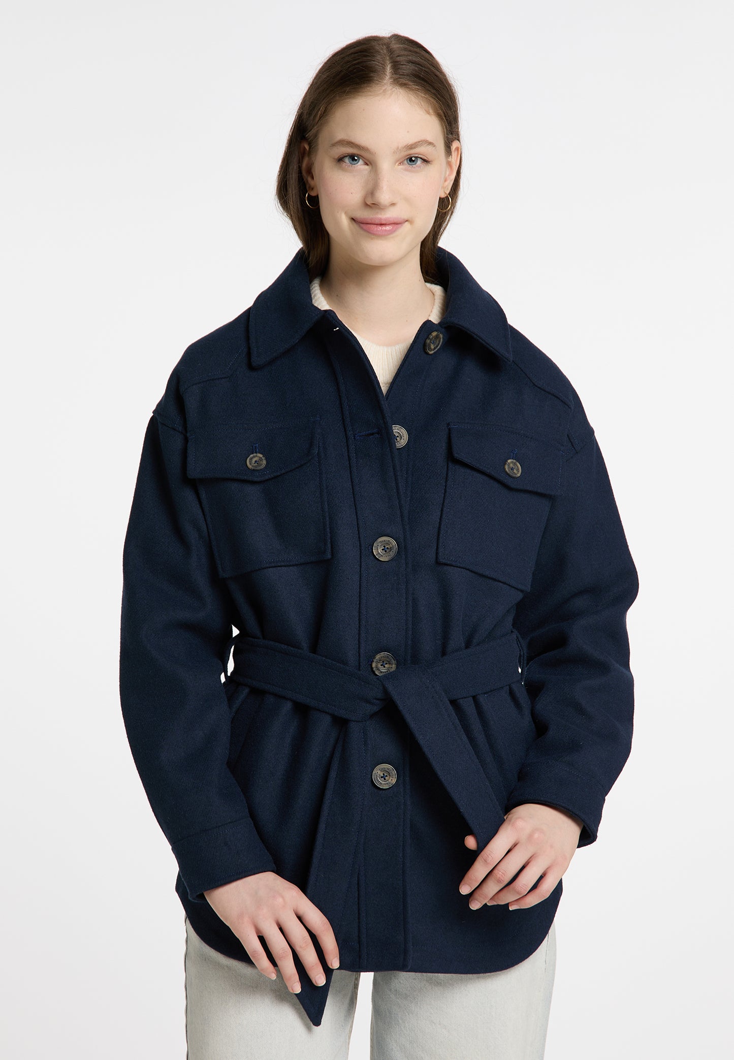 DreiMaster Vintage Damen Übergangsjacke aus einer Wollmischung gefertigt