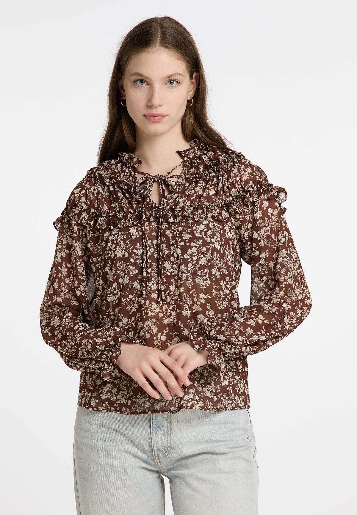 DreiMaster Vintage Damen-Rüschenbluse