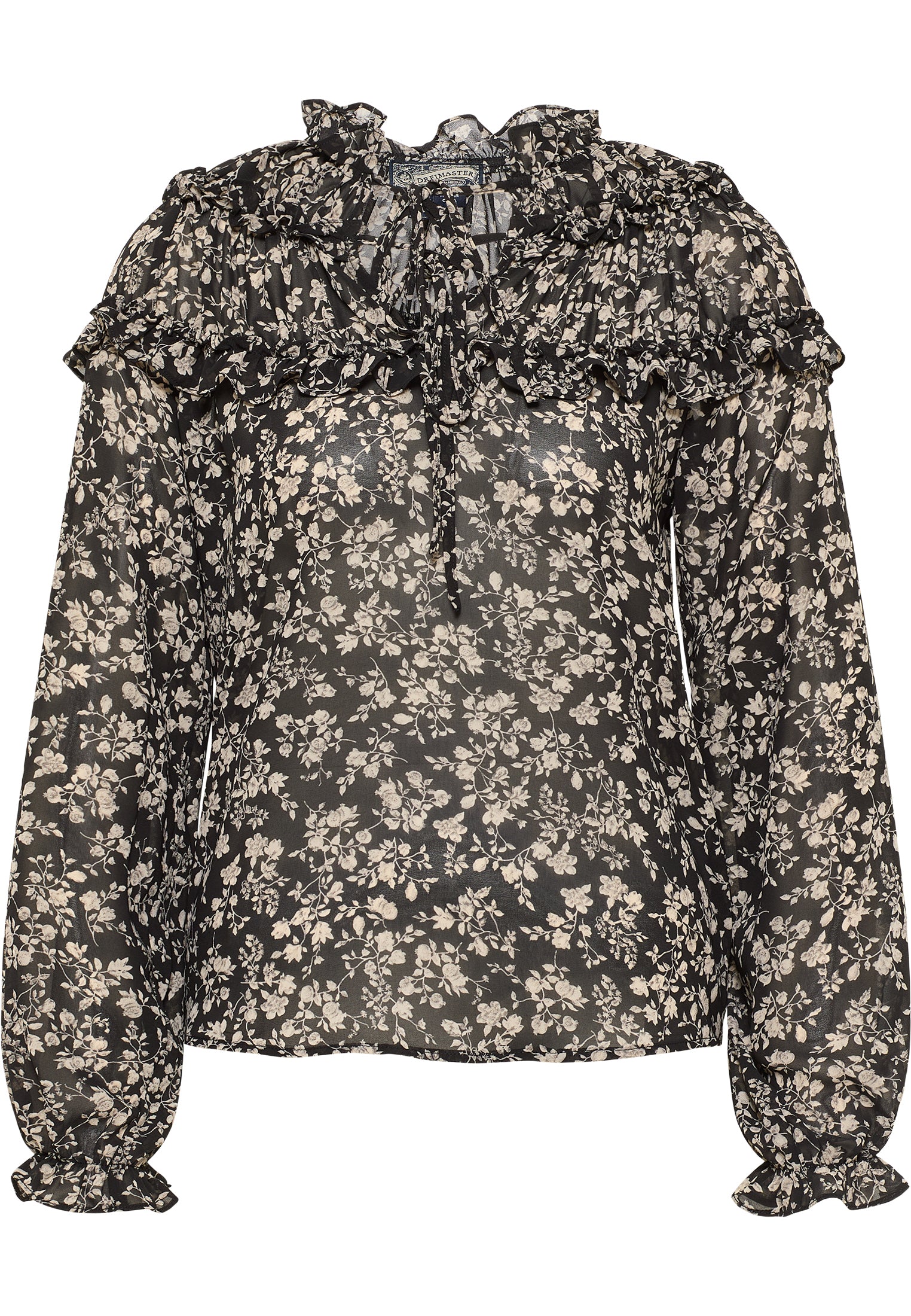 DreiMaster Vintage Damen Rüschenbluse