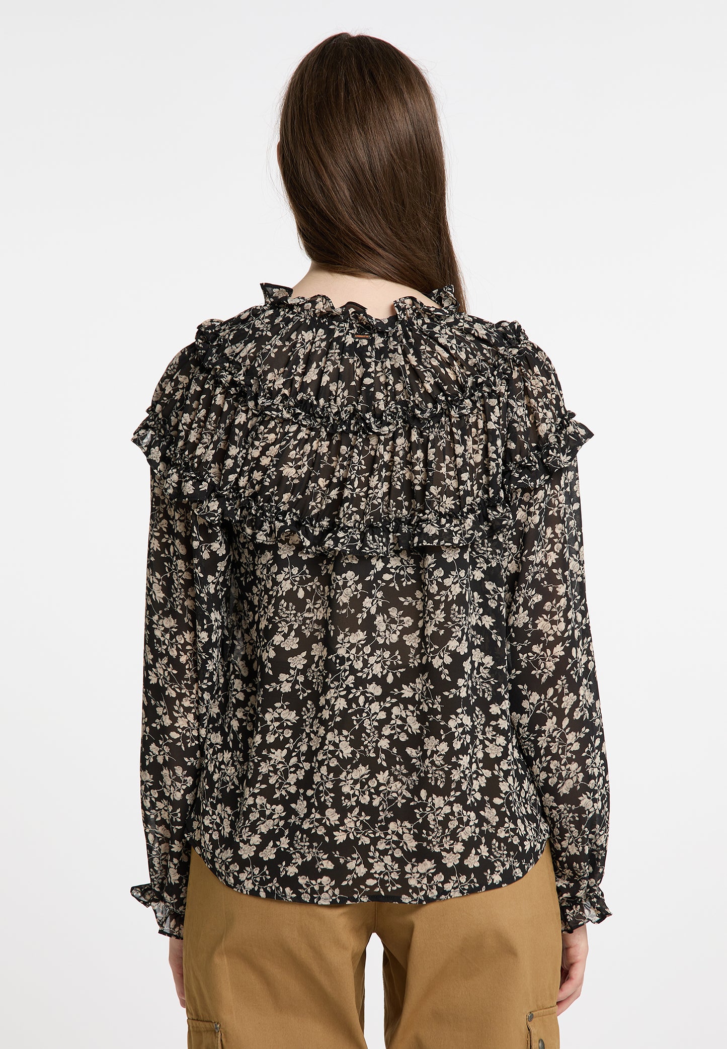 DreiMaster Vintage Damen-Rüschenbluse