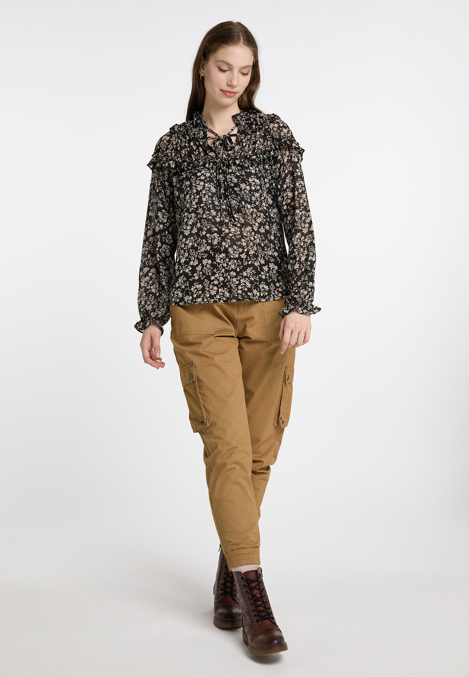 DreiMaster Vintage Damen Rüschenbluse