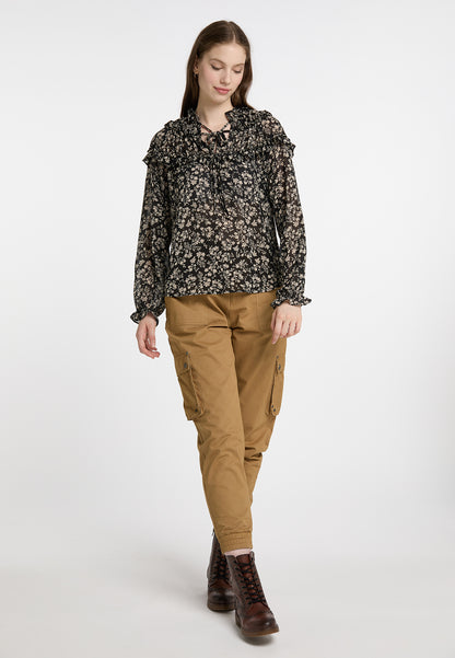 DreiMaster Vintage Damen-Rüschenbluse
