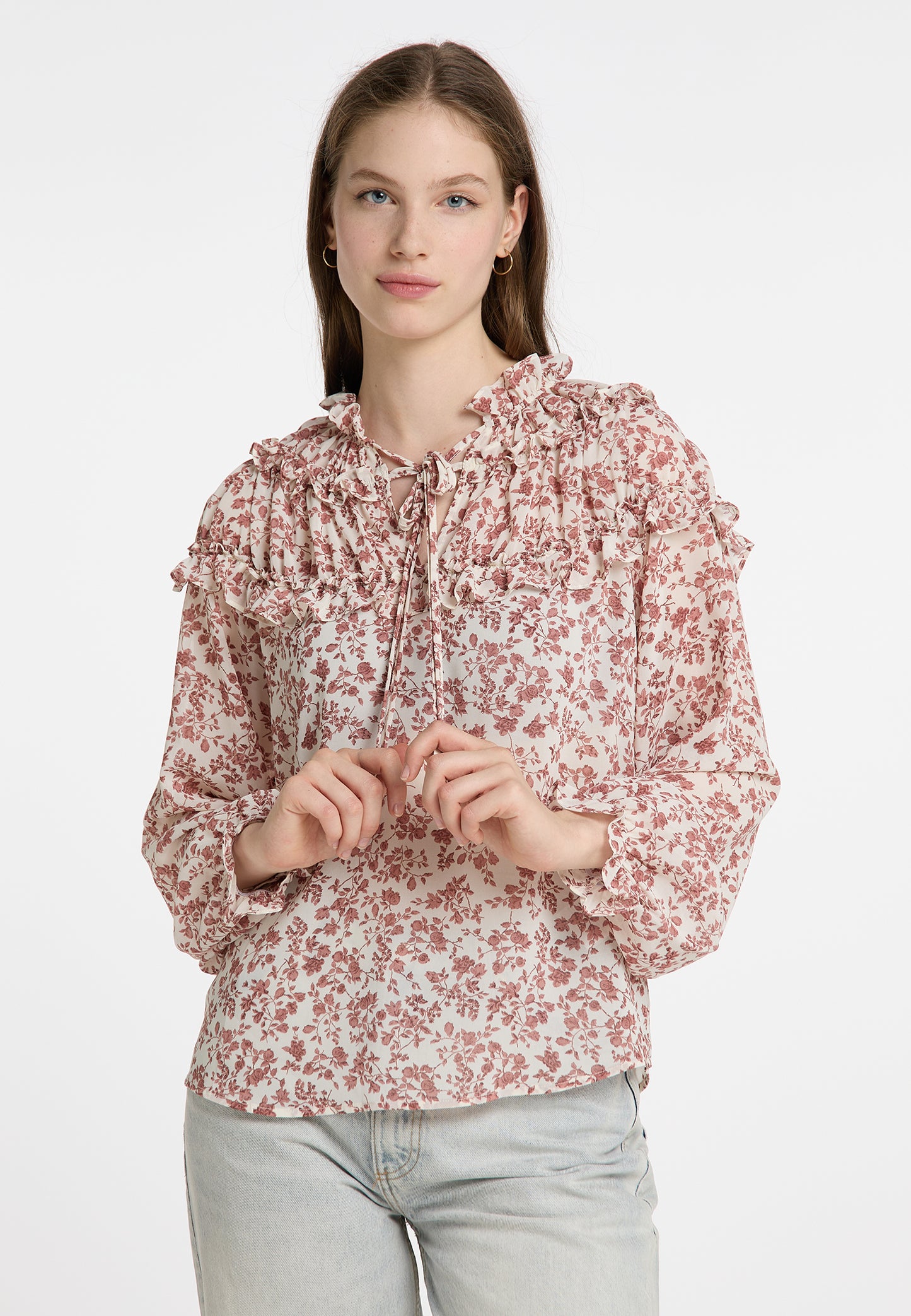 DreiMaster Vintage Damen Rüschenbluse