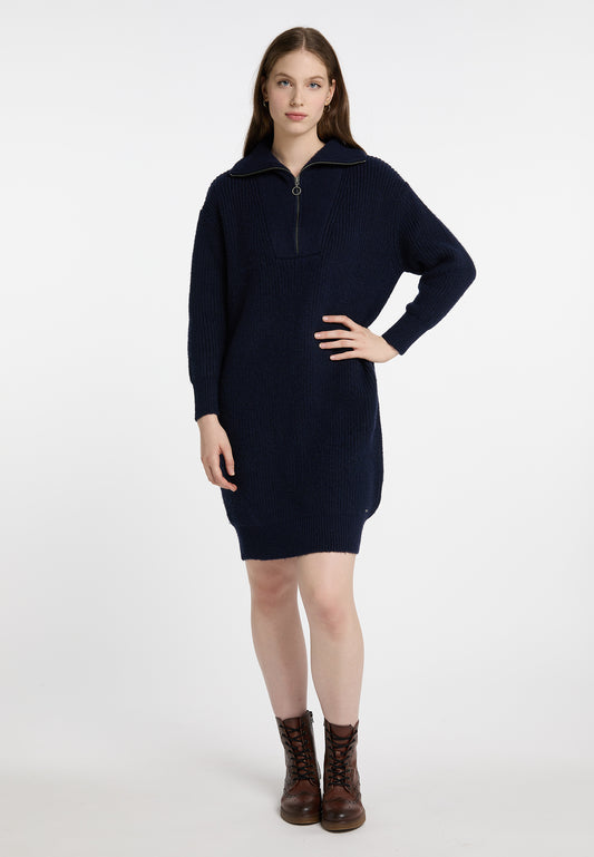 DreiMaster Vintage Damen Strick Midi Kleid mit langen Ärmeln