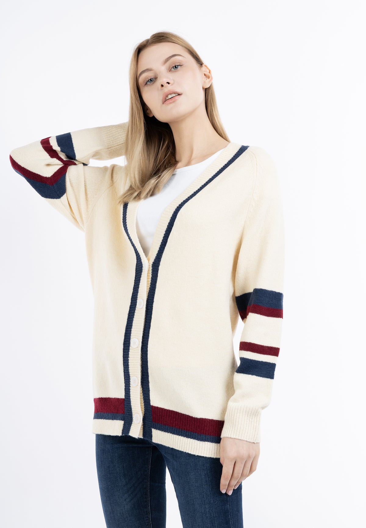 DreiMaster Maritim Damen-Strickjacke mit Knöpfen