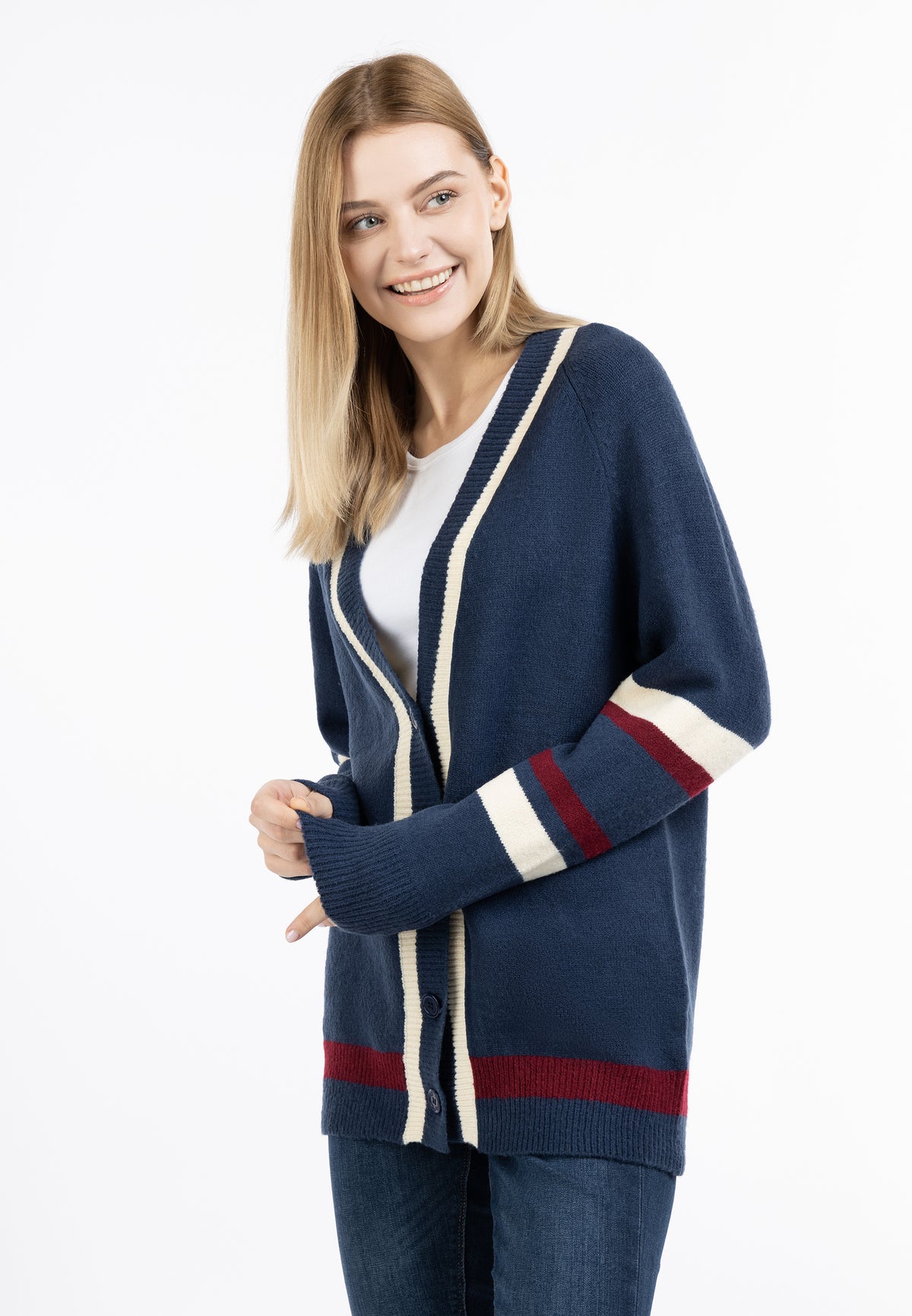 DreiMaster Maritim Damen-Strickjacke mit Knöpfen