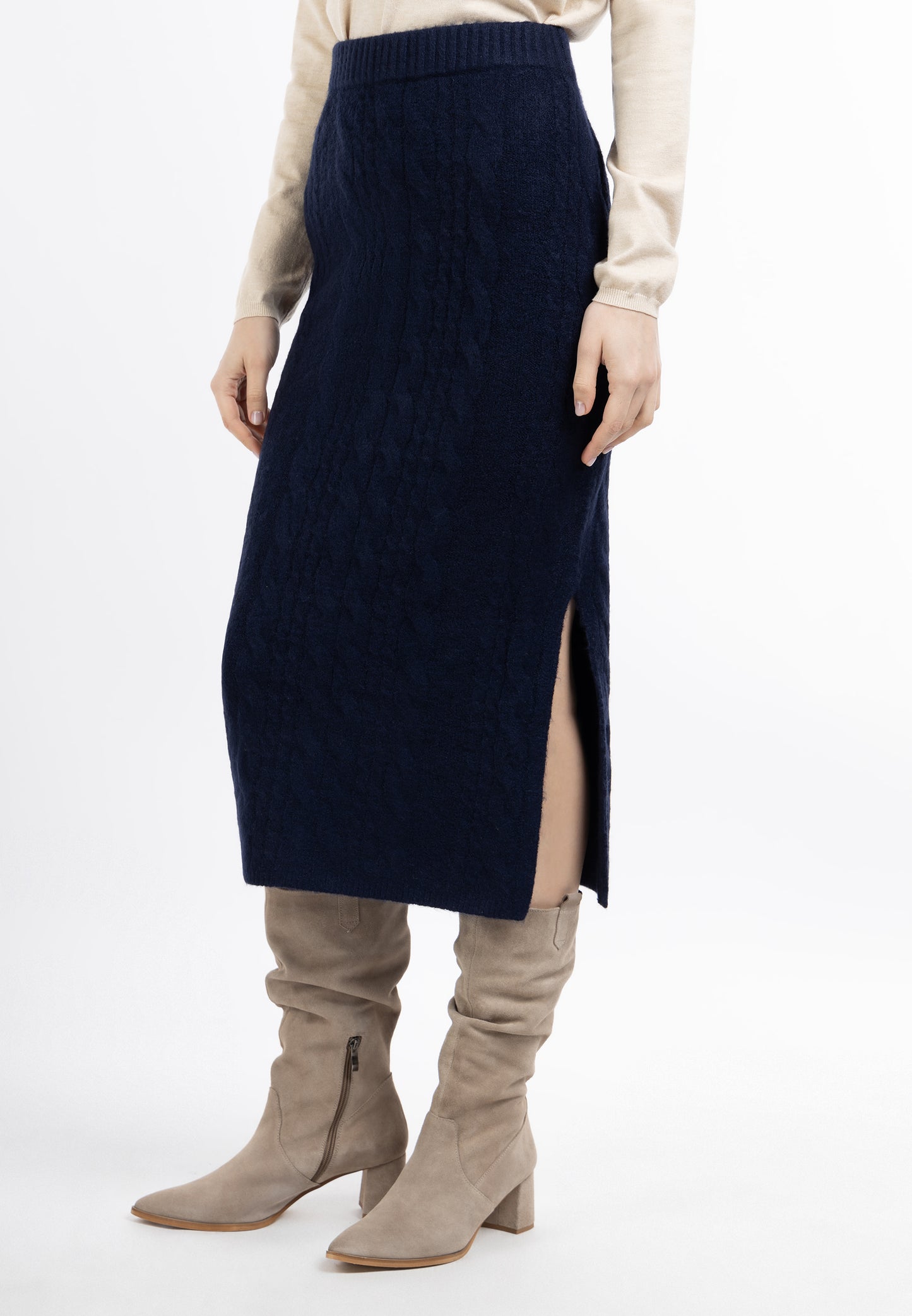 DreiMaster Vintage damska dzianinowa spódnica midi