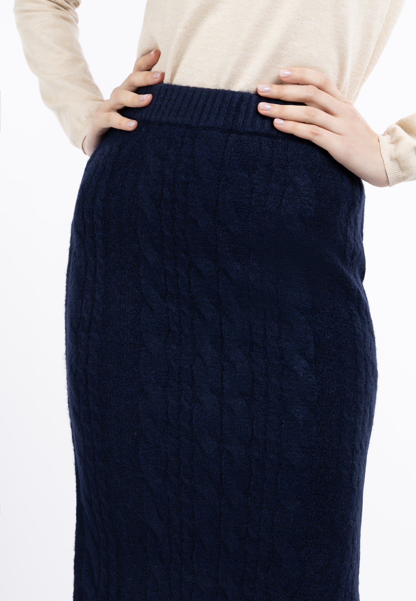 DreiMaster Vintage damska dzianinowa spódnica midi