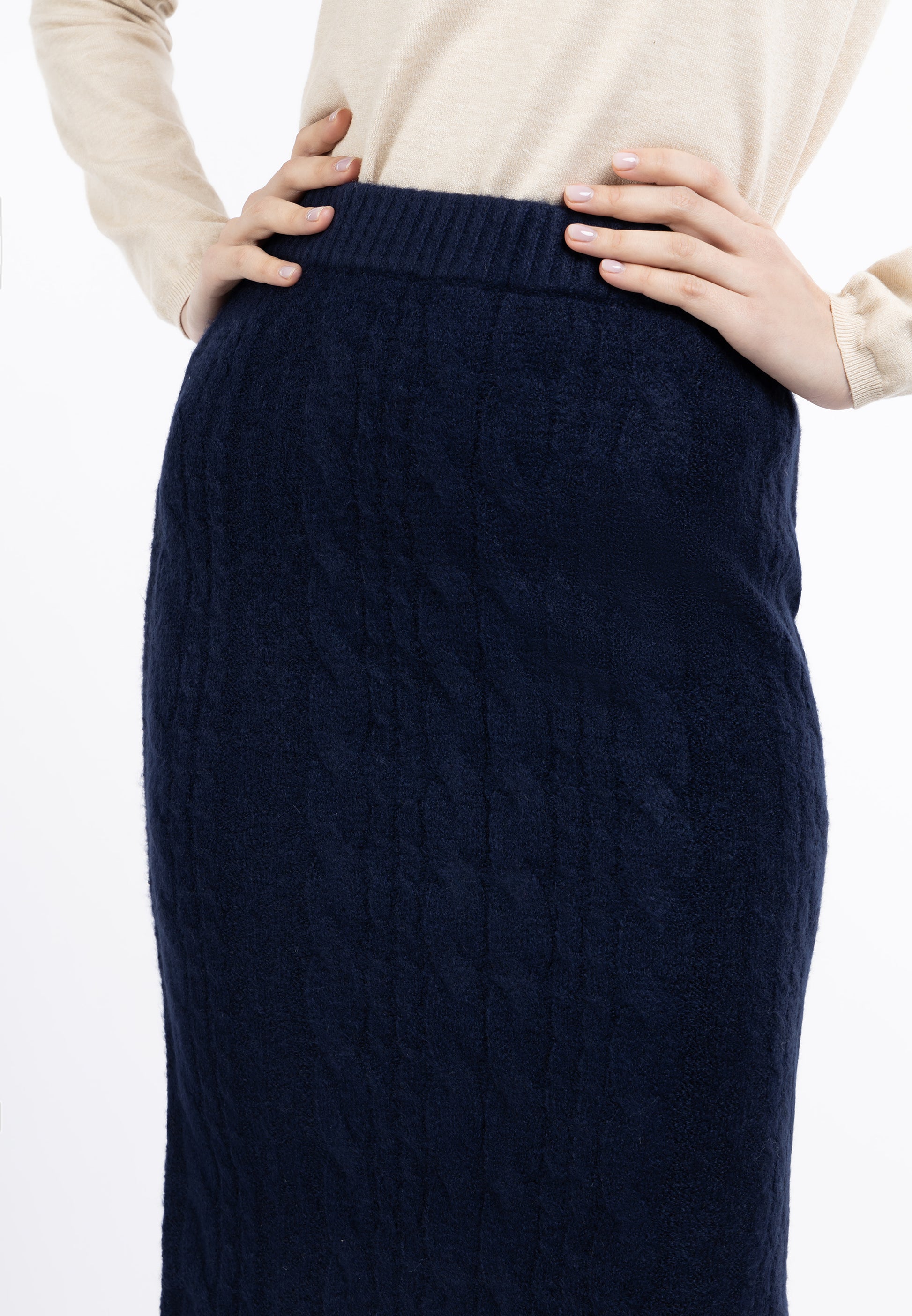 DreiMaster Vintage damska dzianinowa spódnica midi