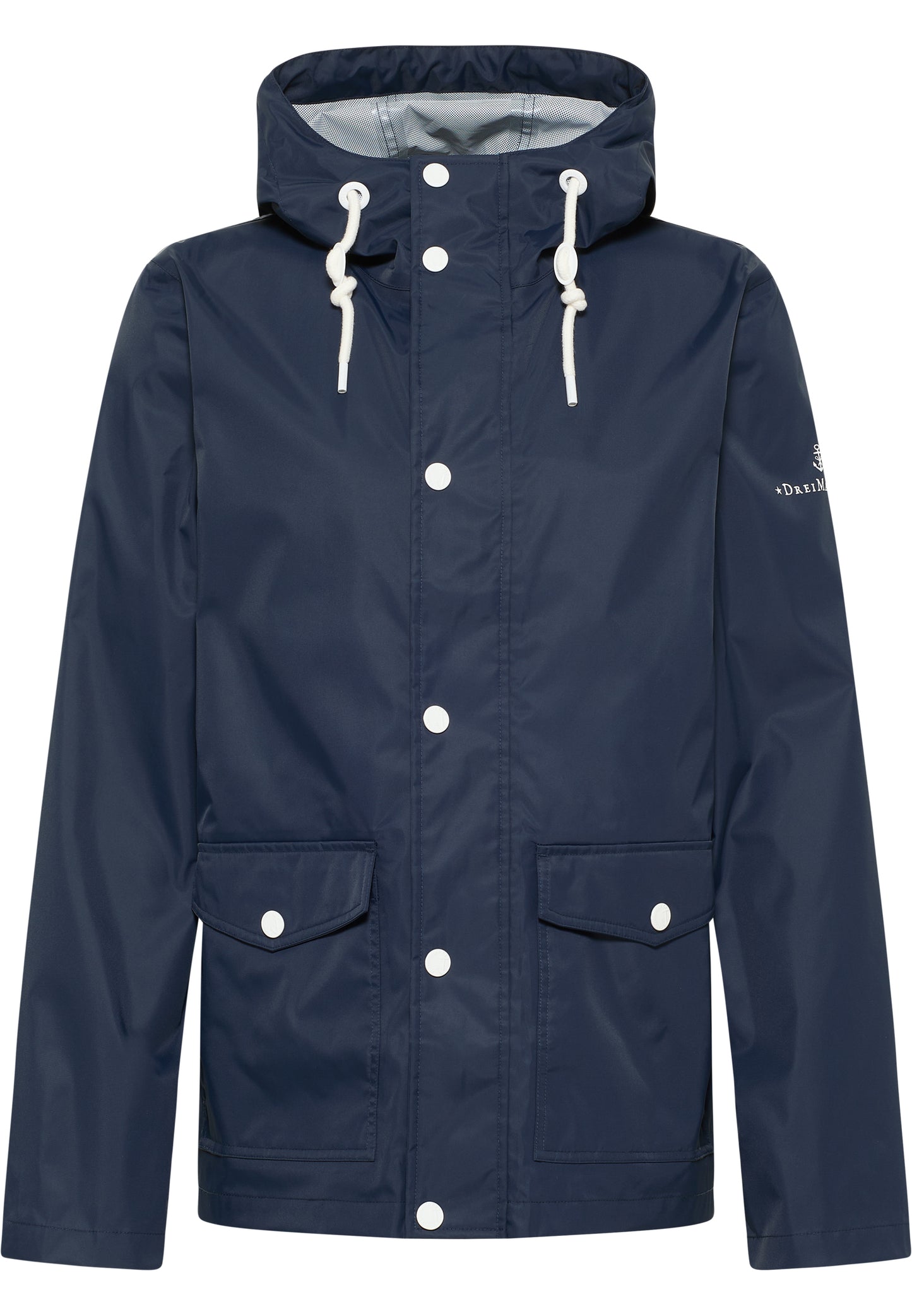 Dreimaster Maritim Men's Rain Jacket With A Subtle Print On The Back Of The Outer Fabric