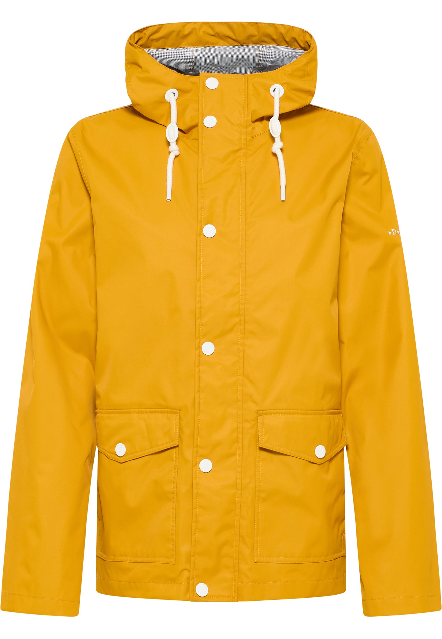 Dreimaster Maritim Men's Rain Jacket With A Subtle Print On The Back Of The Outer Fabric