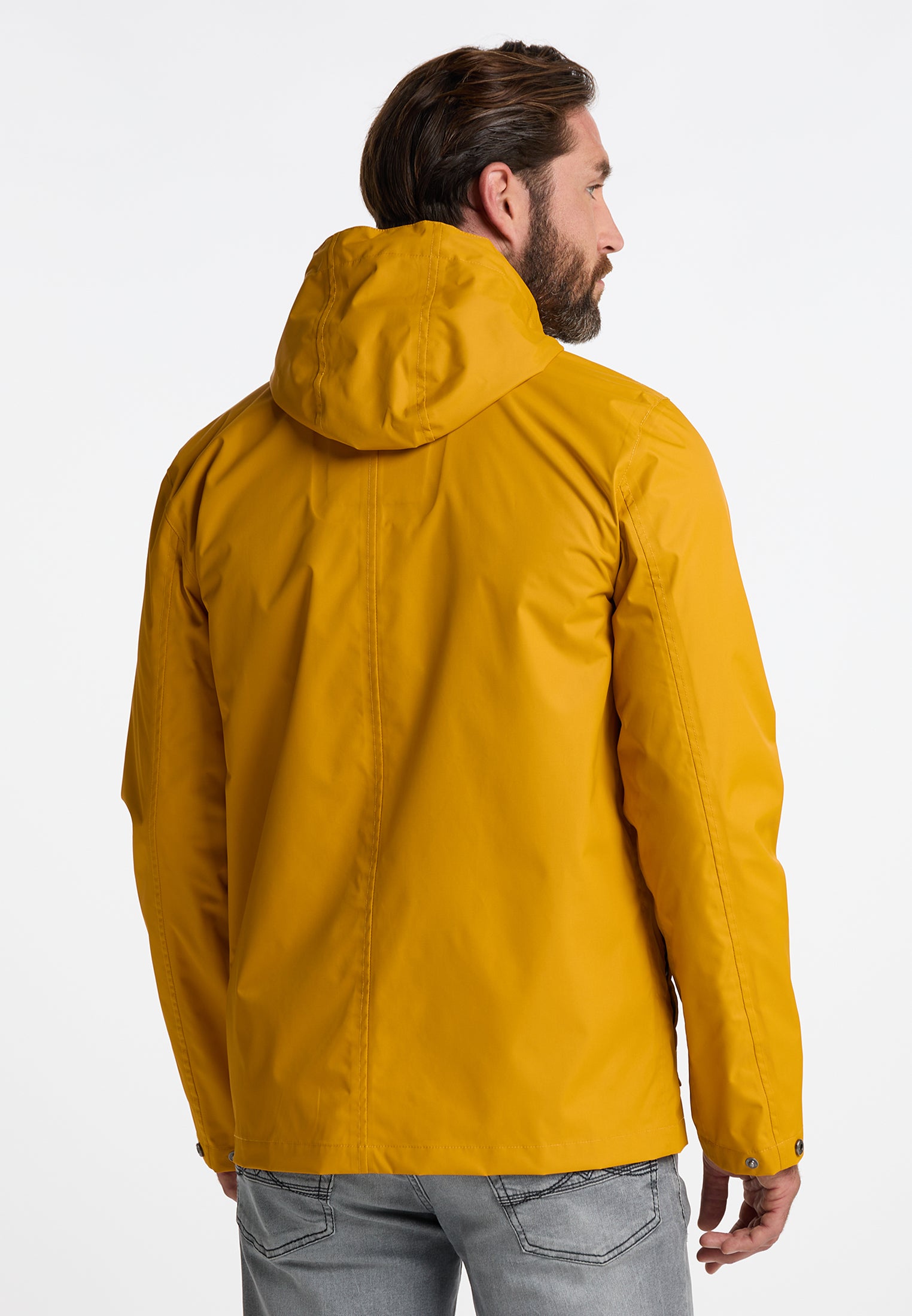 DreiMaster Maritim Men's Rain jacket with a subtle print on the back of the outer fabric