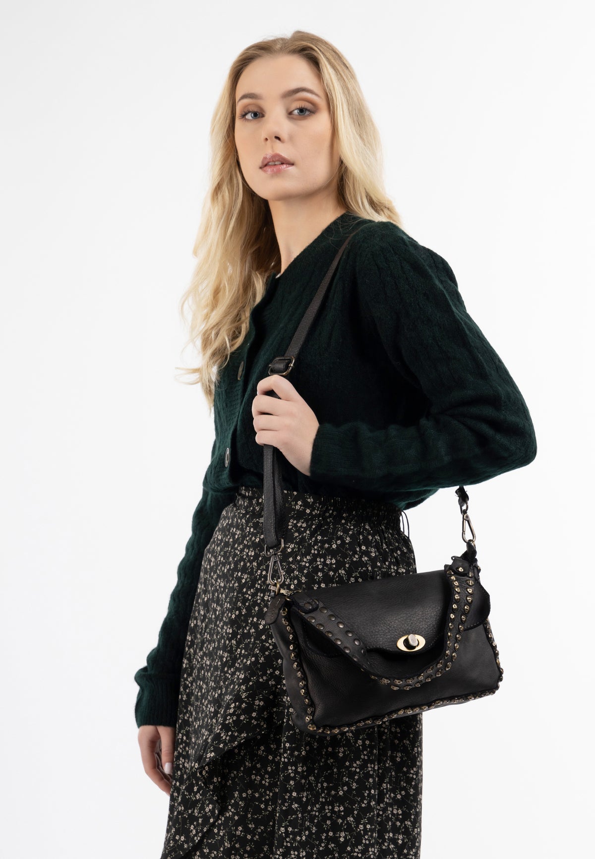 DreiMaster Vintage Damen-Schultertasche aus Leder