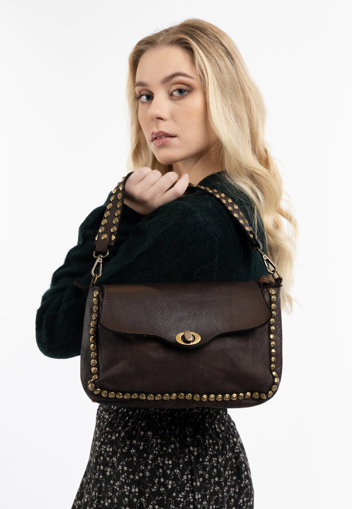 DreiMaster Vintage Damen-Schultertasche aus Leder