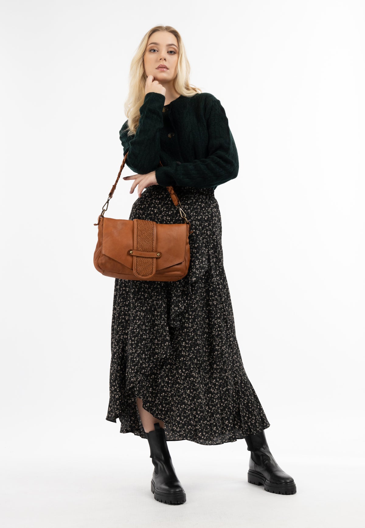 DreiMaster Vintage Damen-Schultertasche aus Leder