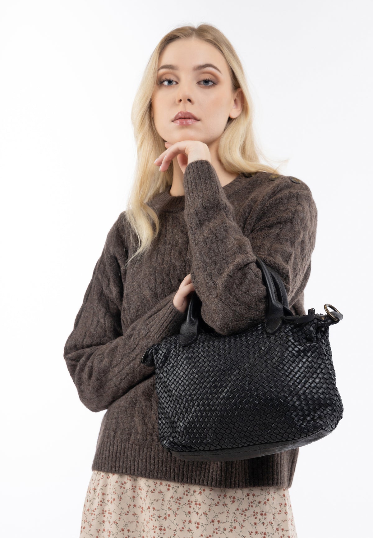 DreiMaster Vintage Women's Shopper aus geflochtenem Leder