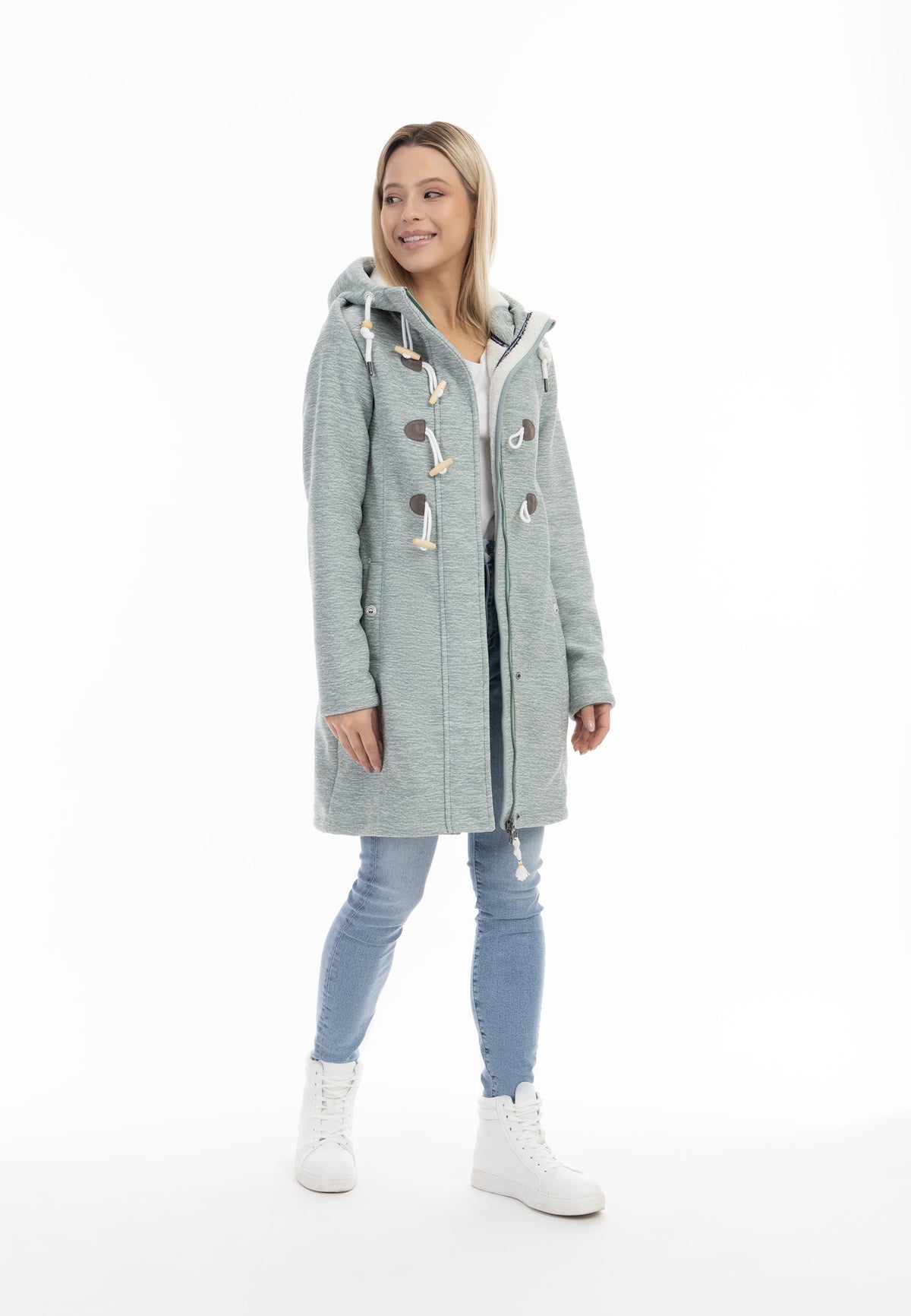 Schmuddelwedda Damen Strickfleece-Dufflecoat