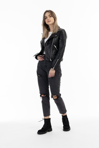 DreiMaster Vintage Damen Leder Bikerjacke