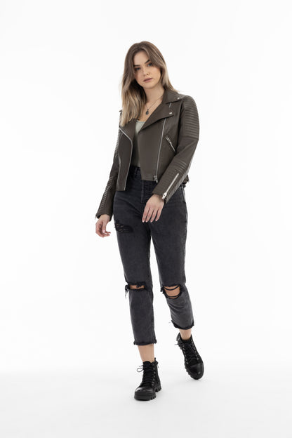 DreiMaster Vintage Damen Leder Bikerjacke