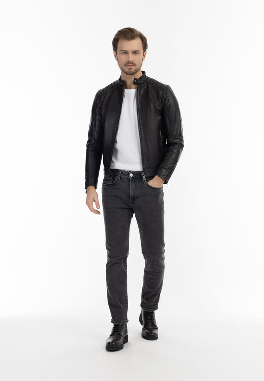 DreiMaster Vintage Herren Biker Stil Lederjacke