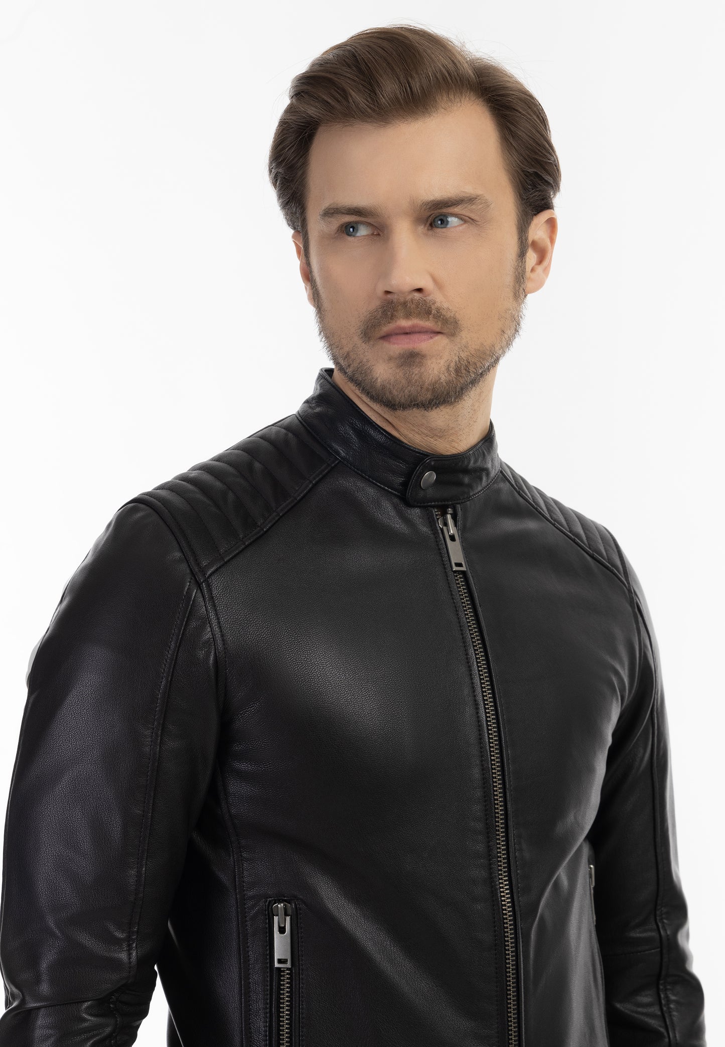 DreiMaster Vintage męska kurtka skórzana w stylu biker