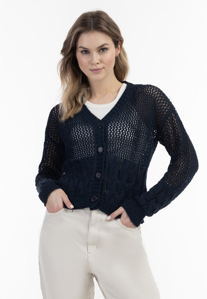 DreiMaster Vintage Damen Weitmaschiger Netz-Cardigan