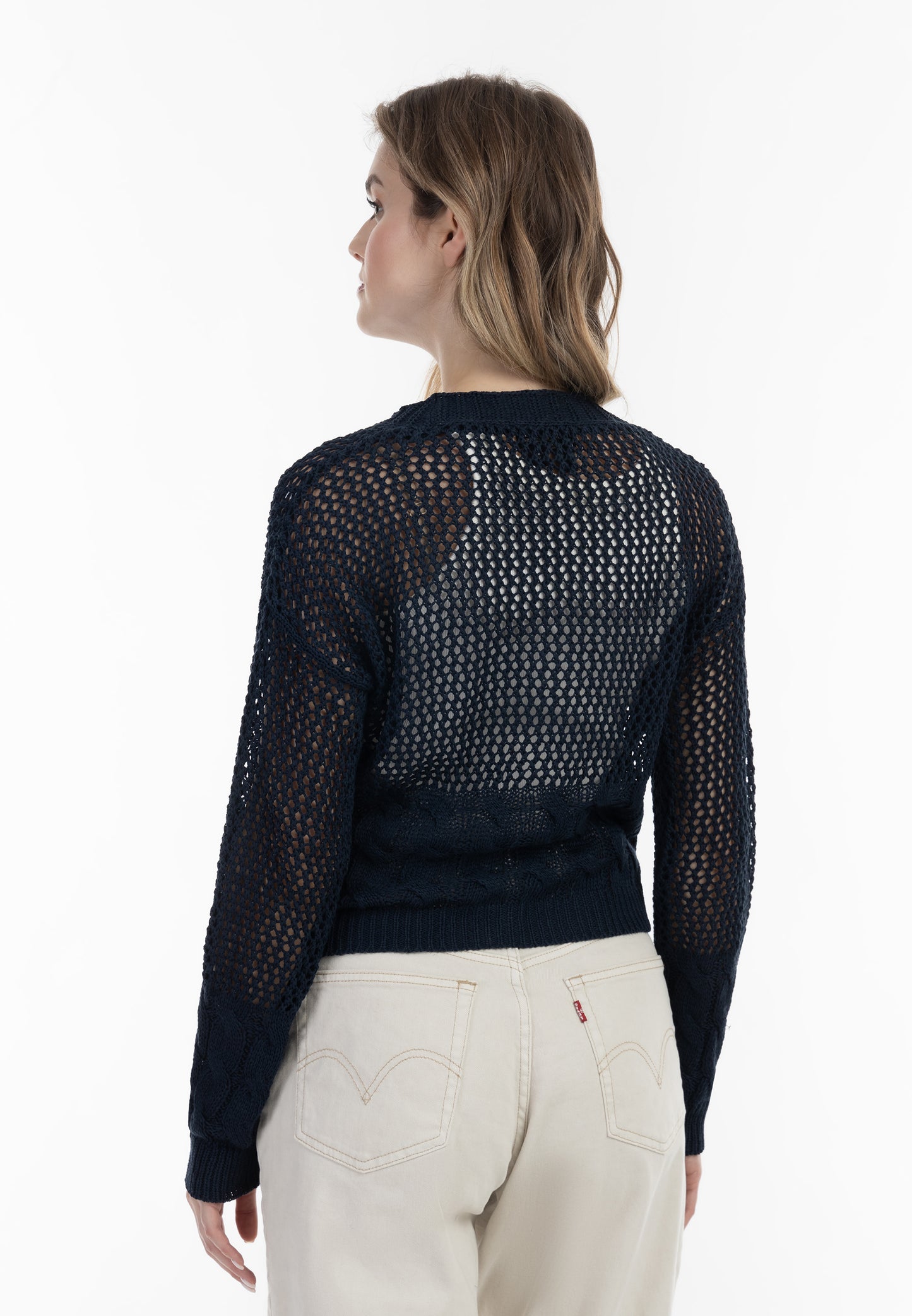 DreiMaster Vintage Damen Weitmaschiger Netz-Cardigan